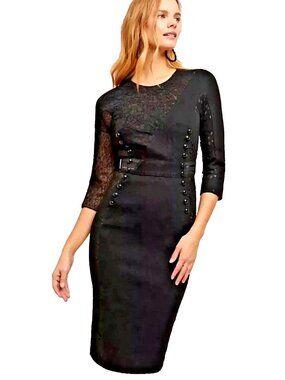Anthropologie Byron Lars Bettine lace over nude Penci Column party  Dress sz 0